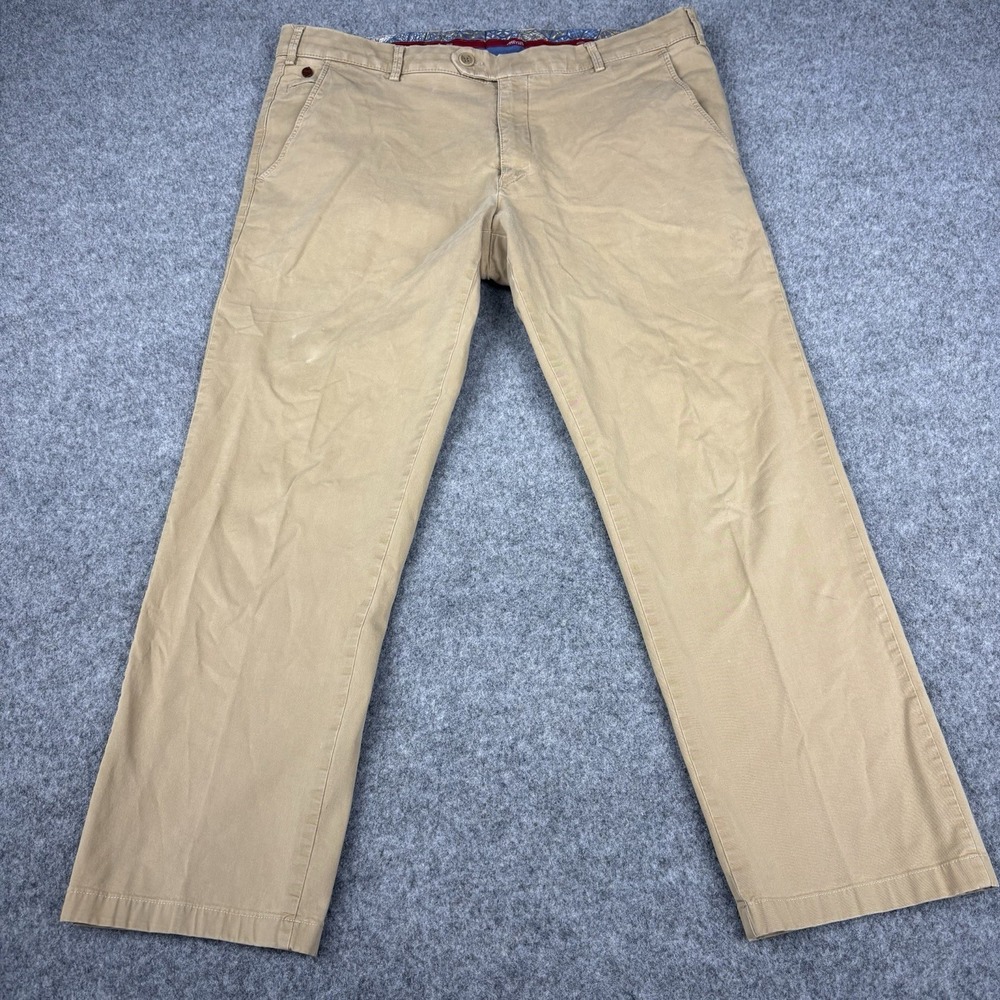 Meyer Bonn Pants Mens 38x26 Beige Khaki Stretch German Luxury Tencel Short EUC